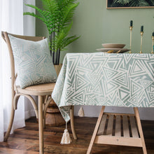Load image into Gallery viewer, Tassel Jacquard Green Tablecloth Dining Table Cloth Rectangular Square
