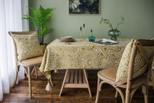 Load image into Gallery viewer, Tassel Jacquard Yellow Tablecloth Dining Table Cloth Rectangular Square