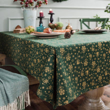 Load image into Gallery viewer, Christmas Festival Cotton Linen Table Cloth Green Gilding Tablecloth Wind Chimes Japanese Printing Rectangular Tablecloth