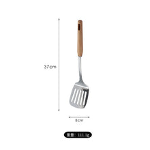 Load image into Gallery viewer, Household Stainless Steel Wooden Spatula Soup Spoon and Strainer Kitchen Cooking Spoon and Shovel Beech Kitchenware Set