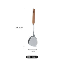 Load image into Gallery viewer, Household Stainless Steel Wooden Spatula Soup Spoon and Strainer Kitchen Cooking Spoon and Shovel Beech Kitchenware Set