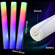 Load image into Gallery viewer, 12/15/30/60Pcs/Lot Glow Sticks Bulk Colorful LED Foam Stick Glow Sticks Cheer Tube RGB LED Glow in the Dark Light for Xmas Party
