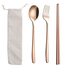 Load image into Gallery viewer, Stainless Steel Straw Package Portable Tableware Color Chopsticks Fork and Spoon Straw Combination Set