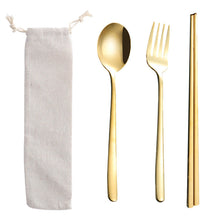 Load image into Gallery viewer, Stainless Steel Straw Package Portable Tableware Color Chopsticks Fork and Spoon Straw Combination Set
