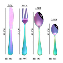Load image into Gallery viewer, Tableware Four Main Pieces Gold-Plated Magic Color Table Knife Spoon Fork Tea Spoon Gift Set
