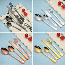 Load image into Gallery viewer, Tableware Four Main Pieces Gold-Plated Magic Color Table Knife Spoon Fork Tea Spoon Gift Set
