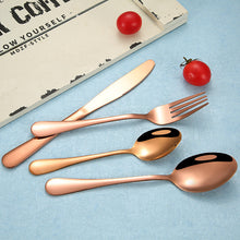 Load image into Gallery viewer, Tableware Four Main Pieces Gold-Plated Magic Color Table Knife Spoon Fork Tea Spoon Gift Set