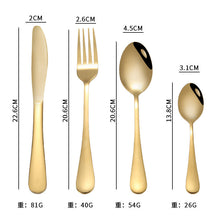 Load image into Gallery viewer, Tableware Four Main Pieces Gold-Plated Magic Color Table Knife Spoon Fork Tea Spoon Gift Set