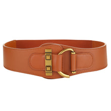 Load image into Gallery viewer, Elastic Waist Seal Women's Genuine Leather Wide Belt with Dress Coat down Jacket Belt