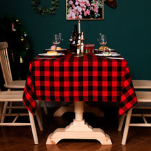 Load image into Gallery viewer, Theme Decoration Red Black White Square Plaid Christmas Festival Yarn-Dyed Tablecloth