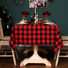 Load image into Gallery viewer, Theme Decoration Red Black White Square Plaid Christmas Festival Yarn-Dyed Tablecloth