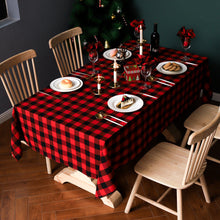 Load image into Gallery viewer, Theme Decoration Red Black White Square Plaid Christmas Festival Yarn-Dyed Tablecloth