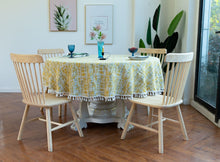 Load image into Gallery viewer, 3-Color Jacquard Tassel round Tablecloth Party Table Cloth