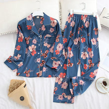 Load image into Gallery viewer, Long Sleeve Pajamas Autumn Ice Silk Long Sleeve Trousers Suit Printing Fashion Pyjamas Set