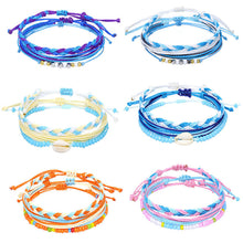 Load image into Gallery viewer, American West Coast Style Ins Style Shell Wax Line Hand Weaving Bracelet Three-Piece Set