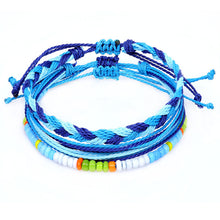 Load image into Gallery viewer, American West Coast Style Ins Style Shell Wax Line Hand Weaving Bracelet Three-Piece Set