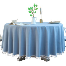 Load image into Gallery viewer, Round Table Tassel Lace Green Solid Blue Dustproof Tablecloth