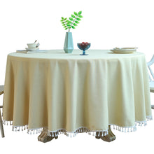 Load image into Gallery viewer, Round Table Tassel Lace Green Solid Blue Dustproof Tablecloth