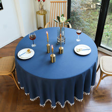 Load image into Gallery viewer, Round Table Tassel Lace Green Solid Blue Dustproof Tablecloth