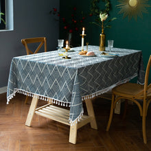 Load image into Gallery viewer, Tassel Jacquard Wave Pattern Tablecloth Suitable for Rectangular Dining Table (4 Colors)