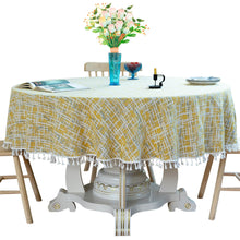 Load image into Gallery viewer, 3-Color Jacquard Tassel round Tablecloth Party Table Cloth