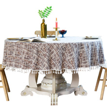 Load image into Gallery viewer, 3-Color Jacquard Tassel round Tablecloth Party Table Cloth