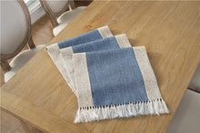 Load image into Gallery viewer, Solid Color Cotton and Linen Table Runner Tassel Bed Runner Stitching Dining Tablecloth Cotton Linen Zen Tea Table Table Runner