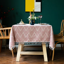 Load image into Gallery viewer, Tassel Jacquard Wave Pattern Tablecloth Suitable for Rectangular Dining Table (4 Colors)