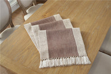 Load image into Gallery viewer, Solid Color Cotton and Linen Table Runner Tassel Bed Runner Stitching Dining Tablecloth Cotton Linen Zen Tea Table Table Runner
