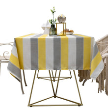 Load image into Gallery viewer, Rectangular Tablecloth Yellow Stripe Cotton Linen Dustproof Tablecloth