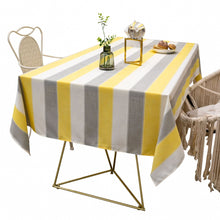 Load image into Gallery viewer, Rectangular Tablecloth Yellow Stripe Cotton Linen Dustproof Tablecloth