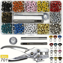 Load image into Gallery viewer, 12Colors 5mm Metal Grommets Kit Metal Eyelets Kits Shoe Eyelets Grommet Sets for Leather Fabric Belt Clothes Crafts, and More