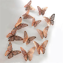 Load image into Gallery viewer, 12Pcs 4D Hollow Butterfly Wall Sticker DIY Home Decoration Wall Stickers wedding Party Wedding Decors Butterfly Kids Room Decors