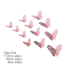 Load image into Gallery viewer, 12Pcs 4D Hollow Butterfly Wall Sticker DIY Home Decoration Wall Stickers wedding Party Wedding Decors Butterfly Kids Room Decors