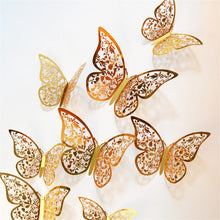 Load image into Gallery viewer, 12Pcs 4D Hollow Butterfly Wall Sticker DIY Home Decoration Wall Stickers wedding Party Wedding Decors Butterfly Kids Room Decors