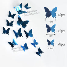Load image into Gallery viewer, 12Pcs 4D Hollow Butterfly Wall Sticker DIY Home Decoration Wall Stickers wedding Party Wedding Decors Butterfly Kids Room Decors