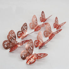 Load image into Gallery viewer, 12Pcs 4D Hollow Butterfly Wall Sticker DIY Home Decoration Wall Stickers wedding Party Wedding Decors Butterfly Kids Room Decors
