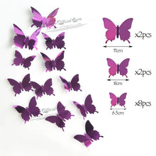 Load image into Gallery viewer, 12Pcs 4D Hollow Butterfly Wall Sticker DIY Home Decoration Wall Stickers wedding Party Wedding Decors Butterfly Kids Room Decors