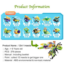 Load image into Gallery viewer, 12in1 279PCS Classical MOC Insects Animal Figures Mech Transformation Set Building Blocks Toys Educational for Kids Gifts