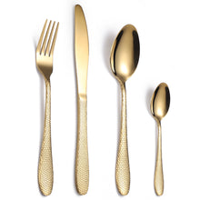Load image into Gallery viewer, Cube Tableware Set Four-Piece Set Creative Western Food Steak Knife, Fork and Spoon Gold Stainless Steel Knife and Forks