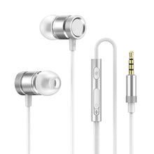 Load image into Gallery viewer, 3.5mm Wired In-ear Earphones Whole Cord Metal Headphones with Built-in Microphone Volume Control for iOS & Android Devices