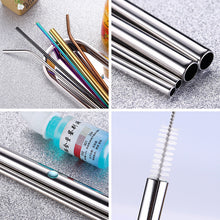 Load image into Gallery viewer, Popular Tableware Food Grade Environmental Protection Stainless Steel Straw Drink Milk Tea Metal Straw 3 Sets