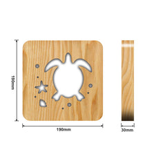 Load image into Gallery viewer, Turtle Shape Wooden Lamp Solid Wood Hollow Carved Animal Table Lamp Children Bedroom Light