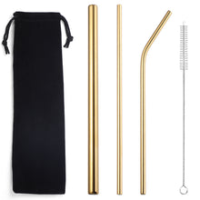 Load image into Gallery viewer, Popular Tableware Food Grade Environmental Protection Stainless Steel Straw Drink Milk Tea Metal Straw 3 Sets