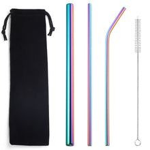 Load image into Gallery viewer, Popular Tableware Food Grade Environmental Protection Stainless Steel Straw Drink Milk Tea Metal Straw 3 Sets