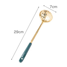 Load image into Gallery viewer, Ceramic Stainless Steel Soup Ladle Perforated Ladle Colored Glaze Stainless Steel 7cm Hot Pot Spoon Colander Kitchenware Soup Ladle