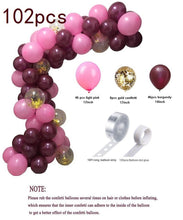 Load image into Gallery viewer, 102PCs Wine Red Rose Balloon Chain Pink Series Balloon Set Birthday Party Decoration