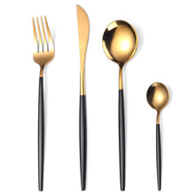 Load image into Gallery viewer, Stainless Steel Knife and Forks Four-Piece Set Portuguese Tableware Golden Set Creative Western Food Steak Knife, Fork and Spoon