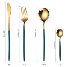 Load image into Gallery viewer, Portugal Stainless Steel Knife, Fork and Spoon Gold-Plated Spray Paint 24 Pieces Gift Set Tableware Christmas