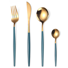 Load image into Gallery viewer, Stainless Steel Knife and Forks Four-Piece Set Portuguese Tableware Golden Set Creative Western Food Steak Knife, Fork and Spoon